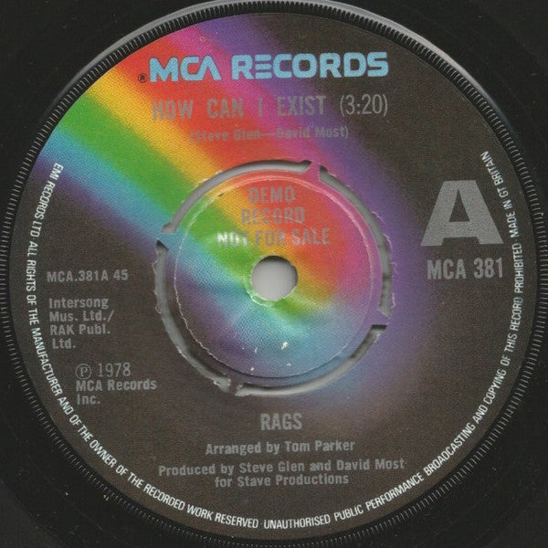 Rags (2) : How Can I Exist (7", Single)
