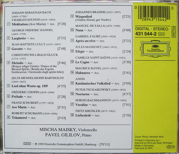 Mischa Maisky • Pavel Gililov : Meditation • Vocalise • Träumerei • Wiegenlied • Après Un Rêve • Ave Maria (CD, Album)