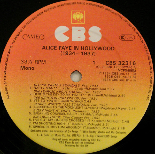 Alice Faye : In Hollywood (1934-1937) (LP, Comp)