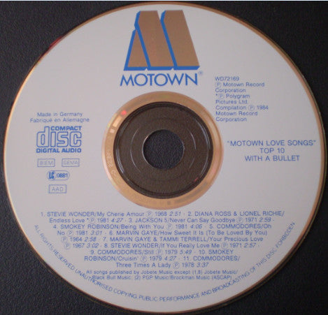 Various : Motown Love Songs - Top 10 With A Bullet (CD, Comp)