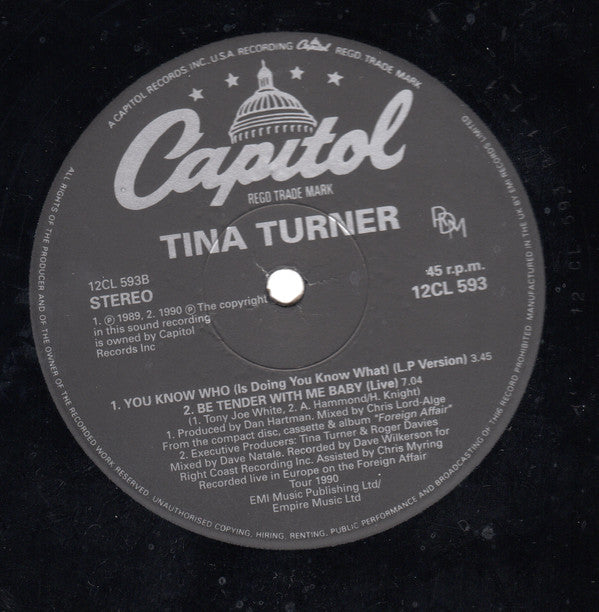 Tina Turner : Be Tender With Me Baby (12", Single)