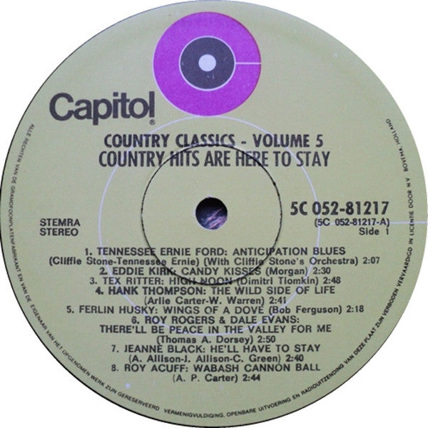 Various : Country Classics - Vol 5. - Country Hits Are Here To Stay (LP, Comp)