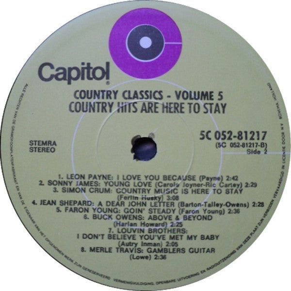 Various : Country Classics - Vol 5. - Country Hits Are Here To Stay (LP, Comp)