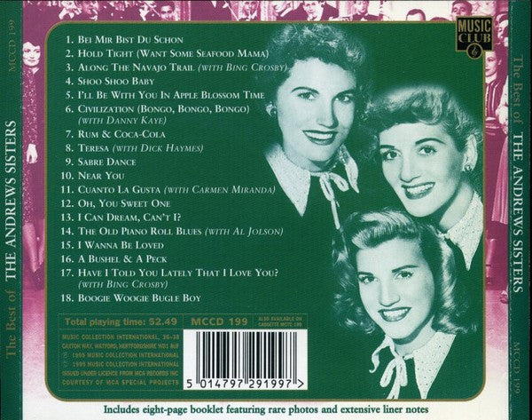 The Andrews Sisters With Guest Stars Bing Crosby • Al Jolson • Carmen Miranda • Danny Kaye (2) • Dick Haymes : The Best Of The Andrews Sisters (CD, Comp)