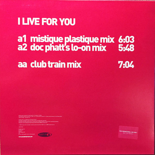 Tony Di Bart : I Live For You (12")