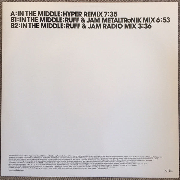Sugababes : In The Middle (Hyper/ Ruff & Jam Mixes) (12", Single, Promo)