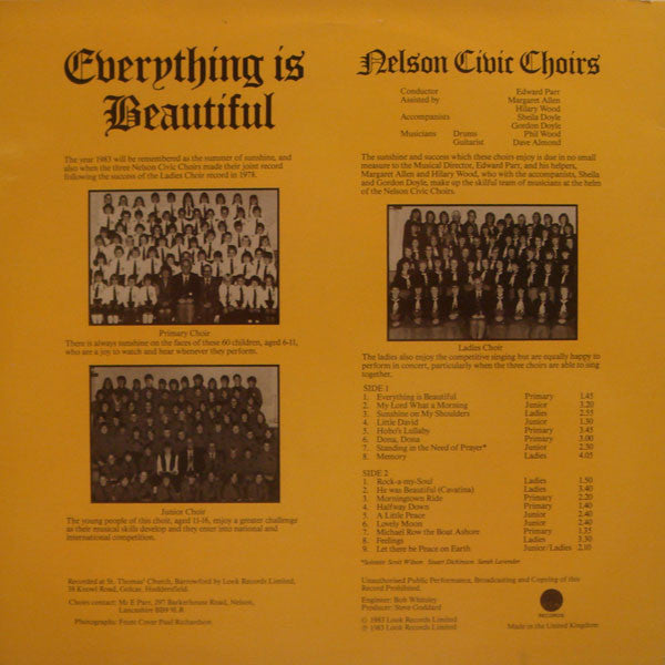 Nelson Civic Choirs : Everything Is Beautiful (LP)