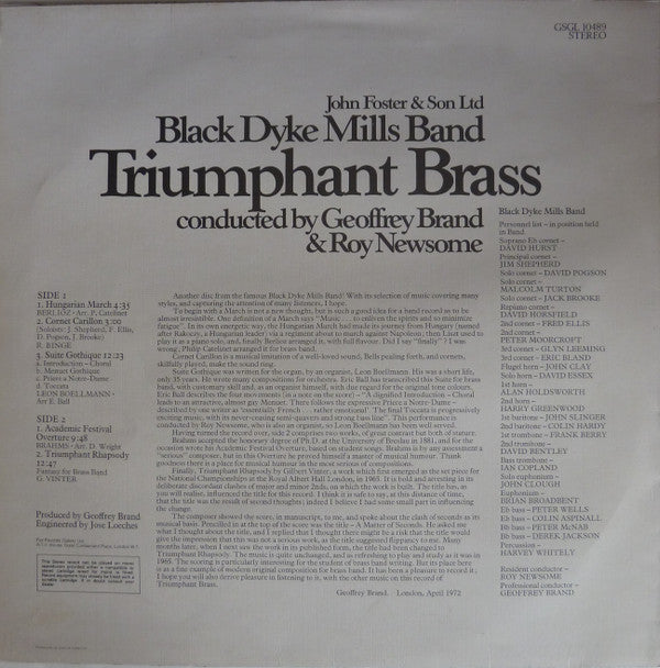 The Black Dyke Mills Band : Triumphant Brass (LP, Album)