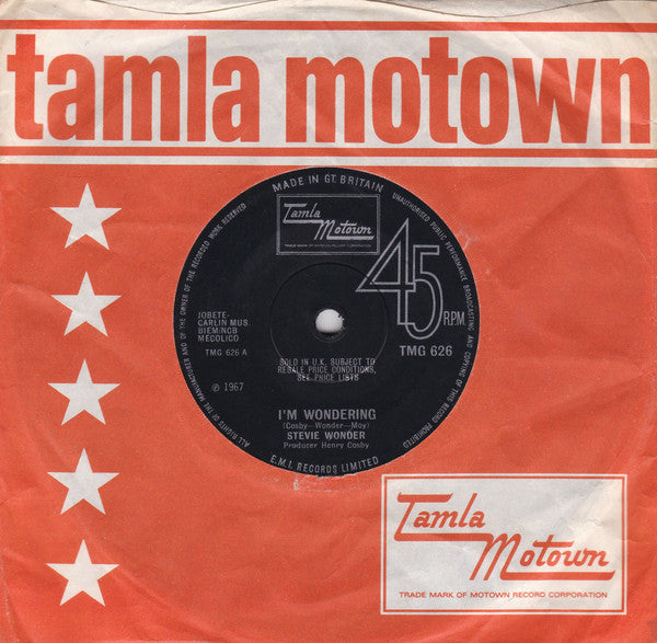 Stevie Wonder : I'm Wondering (7", Single, sol)