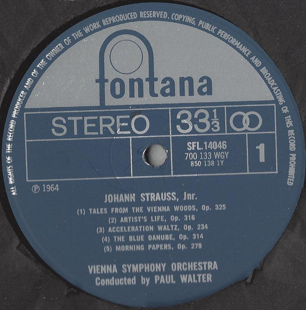 Johann Strauss Jr., Wiener Symphoniker Conducted By Paul Walter : Waltzes By Johann Strauss Jr. (LP)