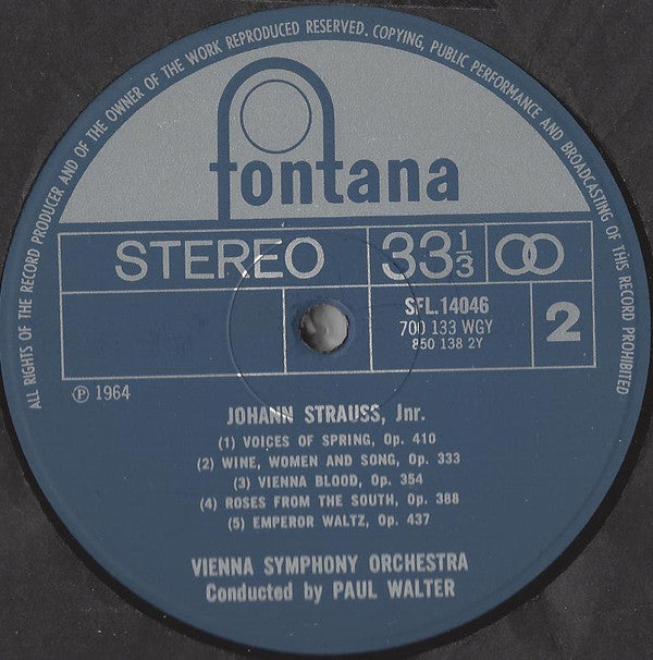 Johann Strauss Jr., Wiener Symphoniker Conducted By Paul Walter : Waltzes By Johann Strauss Jr. (LP)
