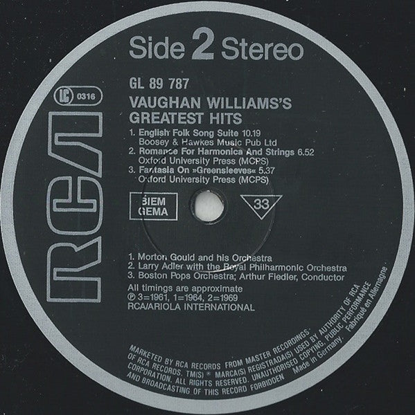 Vaughan Williams* : Vaughan Williams's Greatest Hits (LP, Comp)