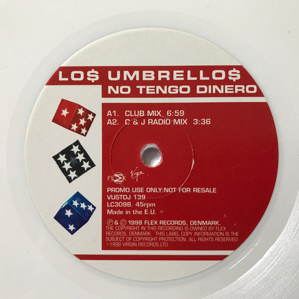 Los Umbrellos : No Tengo Dinero (12", Promo, Whi)
