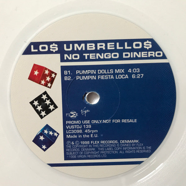 Los Umbrellos : No Tengo Dinero (12", Promo, Whi)