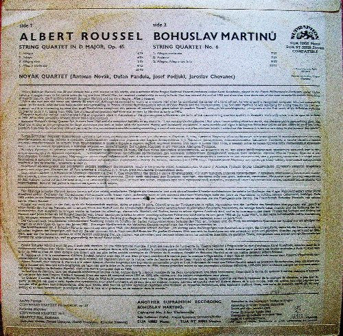 Albert Roussel, Bohuslav Martinů, Novák Quartet : Roussel String Quartet Op. 45, Martinů String Quartet No. 6 (LP, Mono)