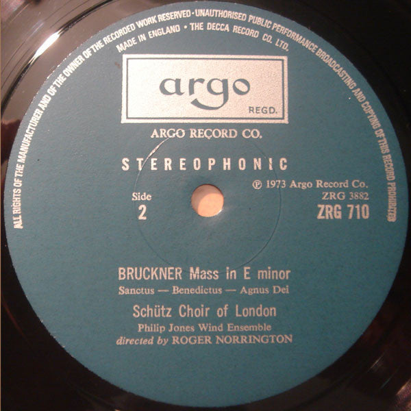 Anton Bruckner - The Schütz Choir Of London, Philip Jones Wind Ensemble, Roger Norrington : Mass In E Minor (LP)