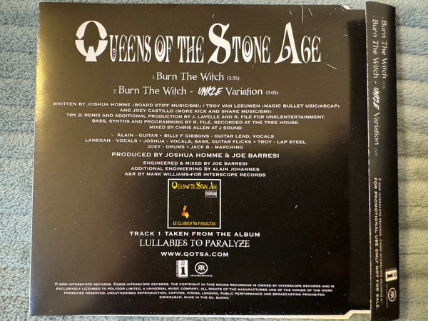 Queens Of The Stone Age : Burn The Witch (CD, Maxi, Promo)