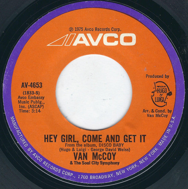 Van McCoy & The Soul City Symphony : The Hustle (7", Styrene, Mon)