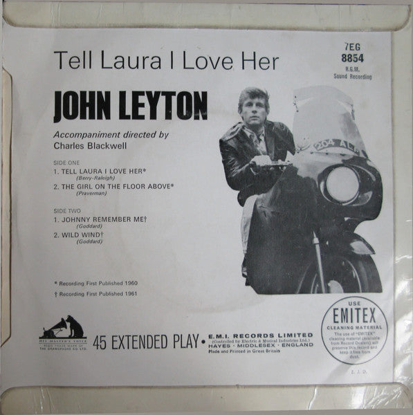 John Leyton : Tell Laura I Love Her (7", EP, Mono)