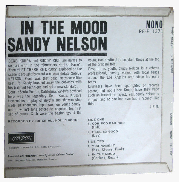 Sandy Nelson : In The Mood (7", EP, Mono)