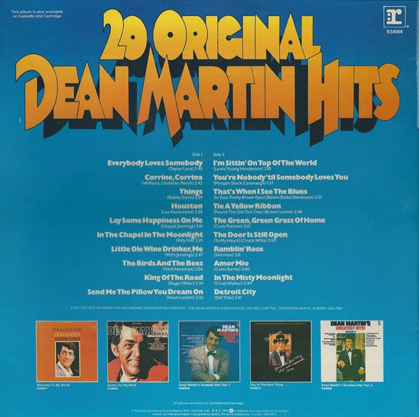 Dean Martin : 20 Original Dean Martin Hits (LP, Comp)
