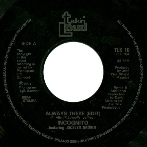 Incognito : Always There (7", Single, Jukebox)