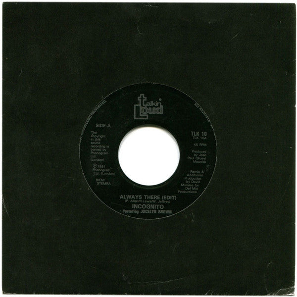 Incognito : Always There (7", Single, Jukebox)