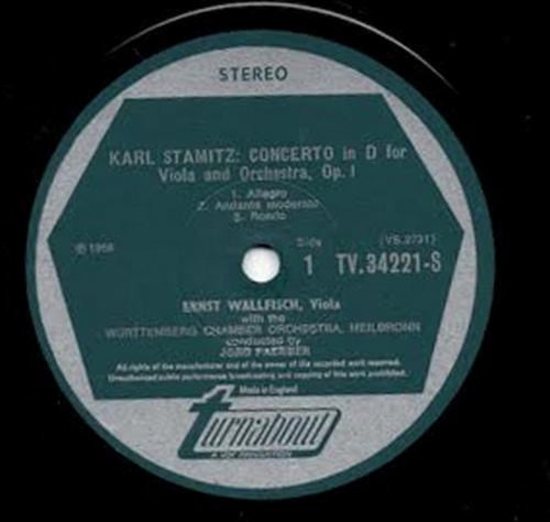 Carl Stamitz, Ernst Wallfisch, Württembergisches Kammerorchester, Jörg Faerber, Susanne Lautenbacher, Stuttgarter Solisten : Concerto In D Major For Viola And Orchestra, Op. 1 / Sinfonia Concertante For Violin And Viola With Orchestra (LP)