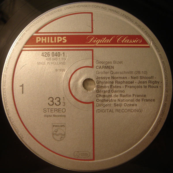 Georges Bizet • Jessye Norman • Mirella Freni • Neil Shicoff • Simon Estes • Orchestre National De France • Seiji Ozawa : Carmen (Highlights = Grosser Querschnitt = Extraits) (LP, Dig)