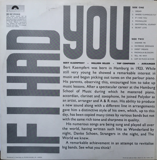 Bert Kaempfert & His Orchestra : If I Had You (LP, Comp)