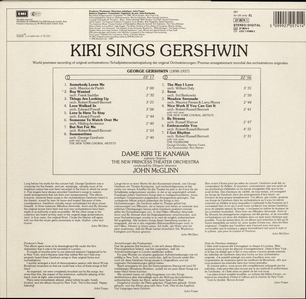 Kiri Te Kanawa - John McGlinn, The New Princess Orchestra : Kiri Sings Gershwin (LP, Gat)