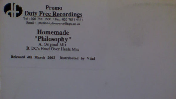 Homemade : Philosophy 12" Promo (12", Single, W/Lbl)