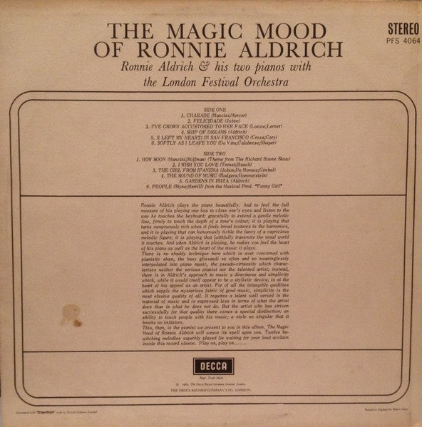 Ronnie Aldrich With The London Festival Orchestra : The Magic Mood of Ronnie Aldrich (LP, Album)