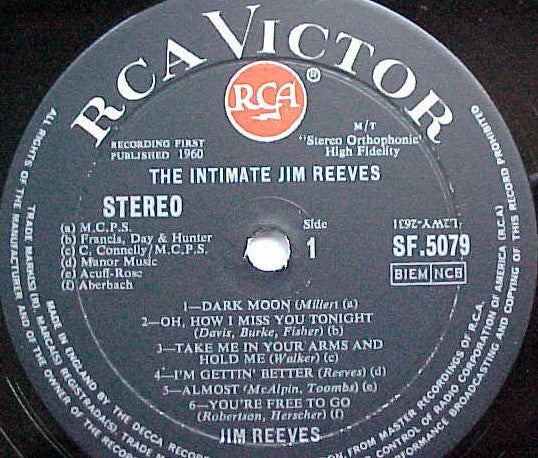 Jim Reeves : The Intimate Jim Reeves (LP, Album)