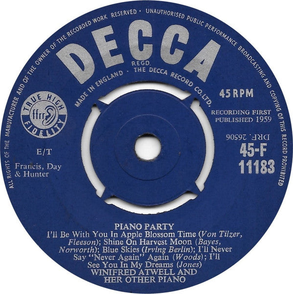 Winifred Atwell : Piano Party (7", Single, 4 p)