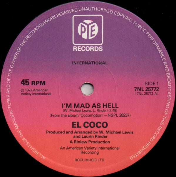 El Coco : I'm Mad As Hell (12", Single, Ltd)