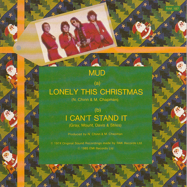 Mud : Lonely This Christmas (7", Single, RE)
