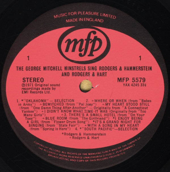 The George Mitchell Minstrels : The George Mitchell Minstrels Sing Rodgers & Hammerstein And Rodgers & Hart (LP, Album, RE)