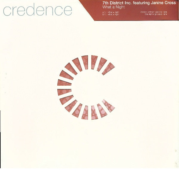 7th District Inc. Featuring Janine Cross : What A Night (2x12", Promo)