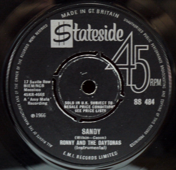 Ronny & The Daytonas : Sandy (7", Single)