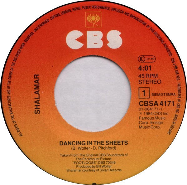 Shalamar : Dancing In The Sheets (7", Single)