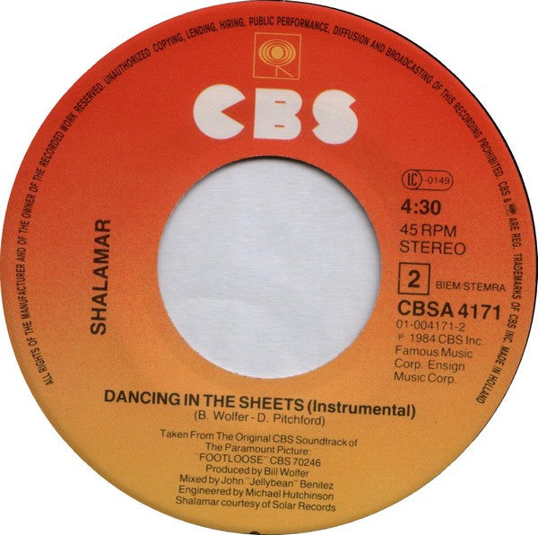 Shalamar : Dancing In The Sheets (7", Single)