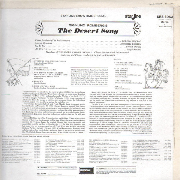 Sigmund Romberg / Gordon MacRae / Dorothy Kirsten / Van Alexander : The Desert Song (LP)