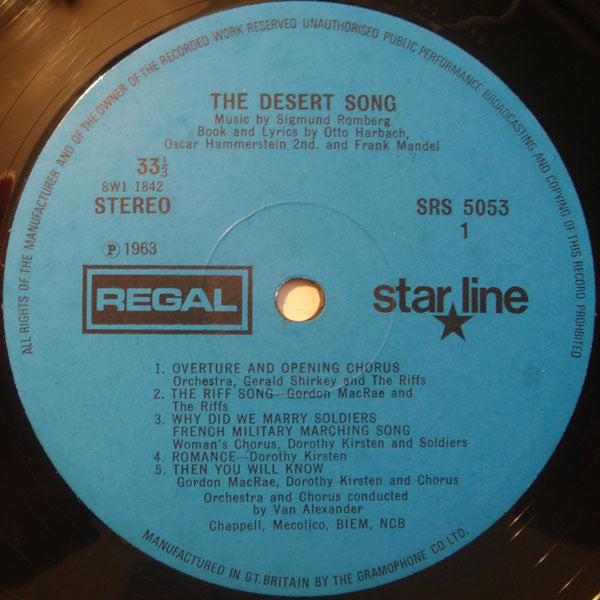 Sigmund Romberg / Gordon MacRae / Dorothy Kirsten / Van Alexander : The Desert Song (LP)