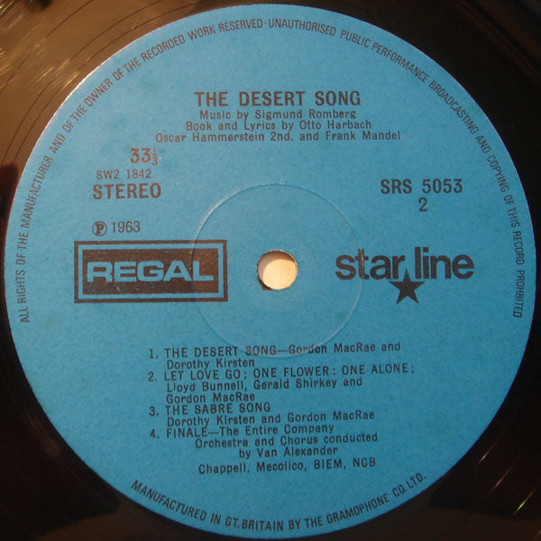 Sigmund Romberg / Gordon MacRae / Dorothy Kirsten / Van Alexander : The Desert Song (LP)
