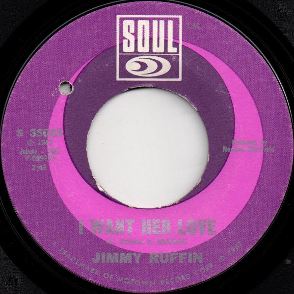 Jimmy Ruffin : Don't You Miss Me A Little Bit Baby (7", Styrene, Mon)