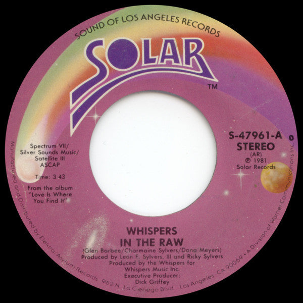 The Whispers : In The Raw / Small Talkin' (7", Styrene, All)