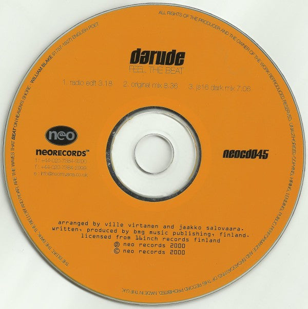Darude : Feel The Beat (CD, Single)