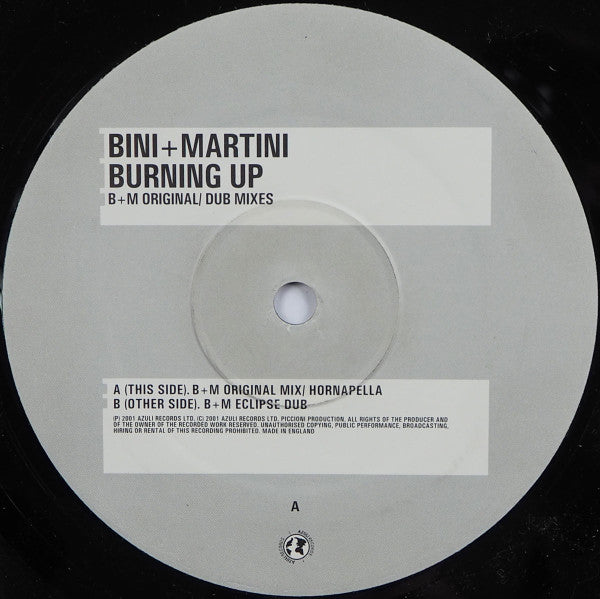 Bini & Martini : Burning Up (12")