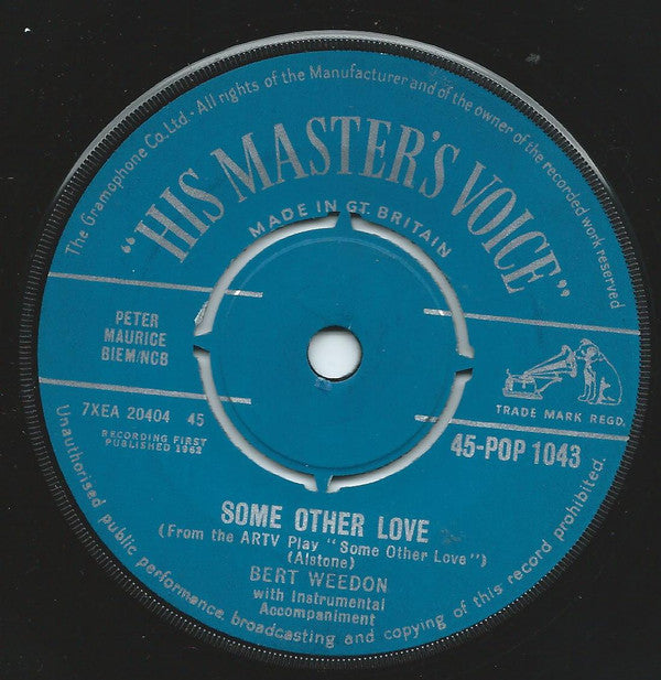 Bert Weedon : Tune For Two / Some Other Love (7")